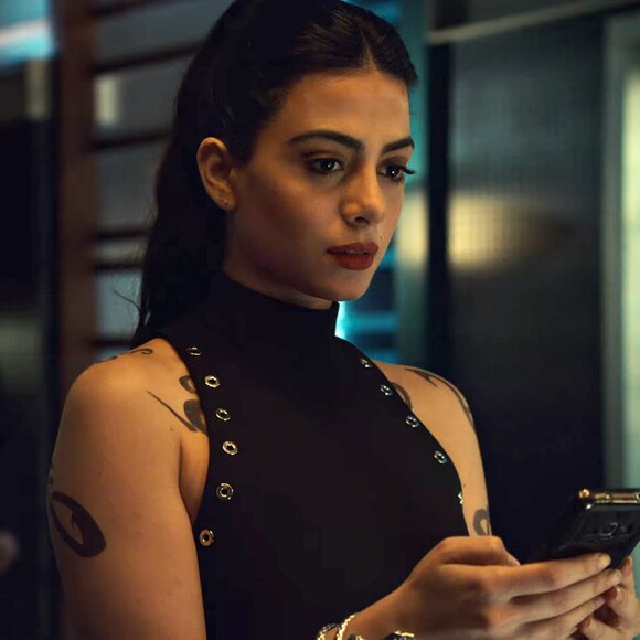 Cinq à Sept Ava Mock-Neck Crepe Grommet Dress ASO Isabelle Lightwood - Picture 11 of 12